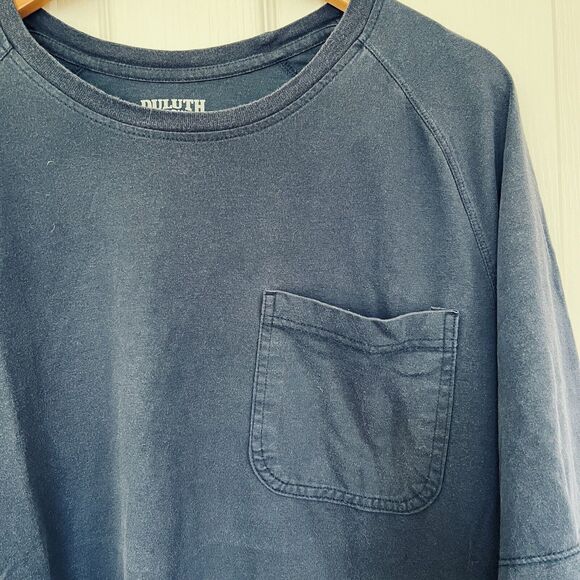 Duluth Trading Relaxed Fit Longtail T Shirt Raglan Baseball Short Sleeve Navy L - Picture 3 of 7